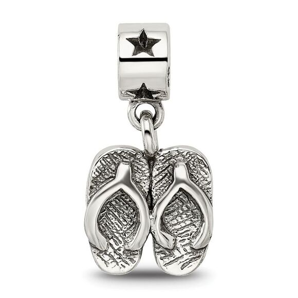 Kazi Luxury Collection Sterling Silver Flip Flops Dangle Reflections Bead - Picture 5 of 6